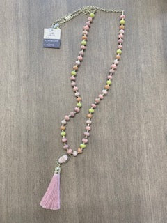 Pink Salt Handmade Bead Necklace with Tassel