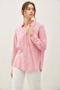 Pinstripe Button Down Shirt Pink