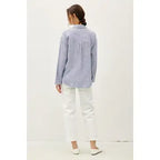 Pinstripe Button Down Shirt Blue