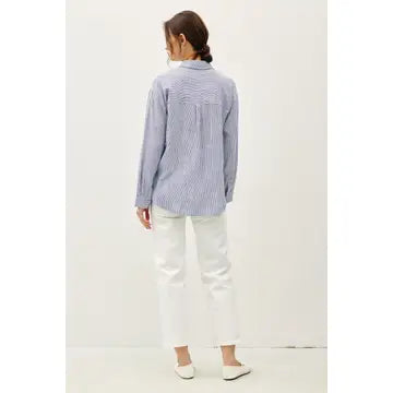 Pinstripe Button Down Shirt Blue