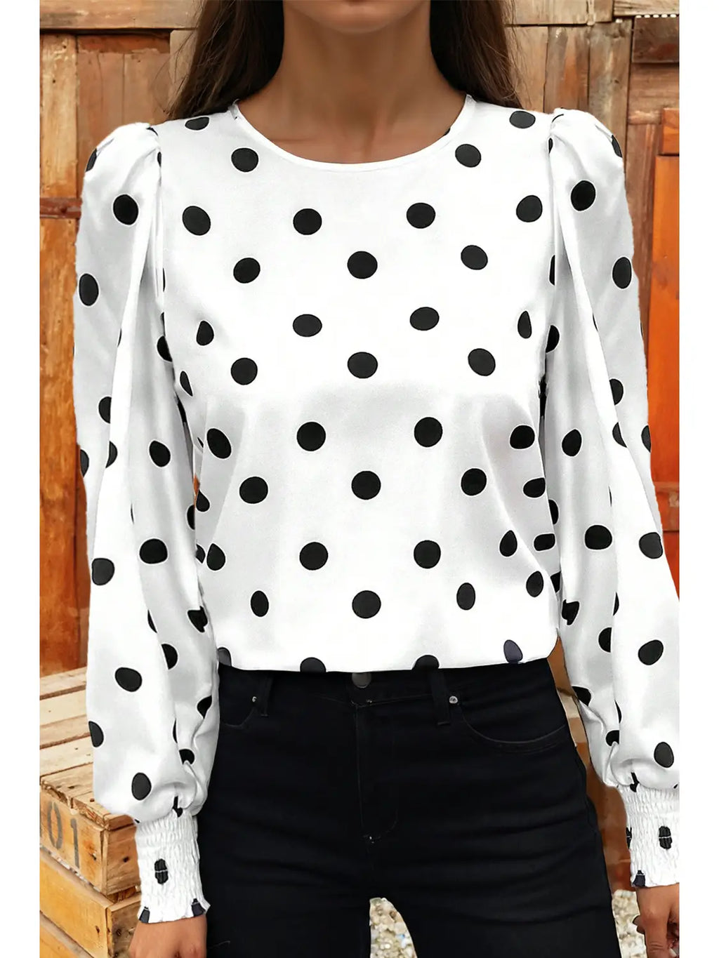 Polka Dot Long Sleeve Blouse