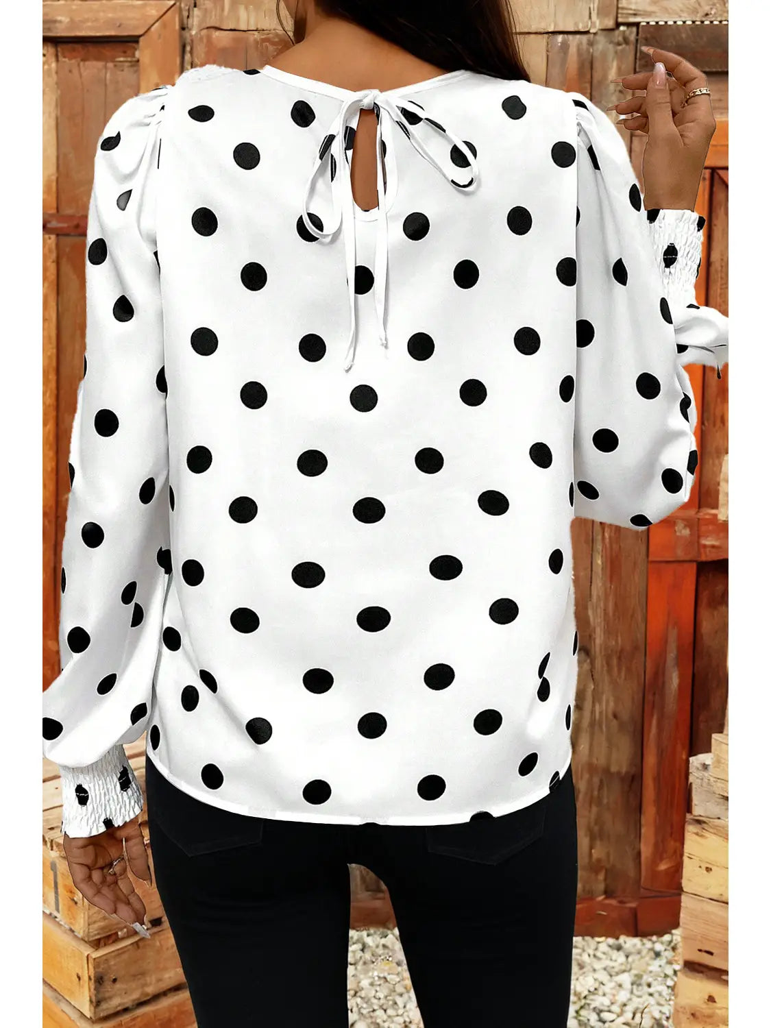 Polka Dot Long Sleeve Blouse