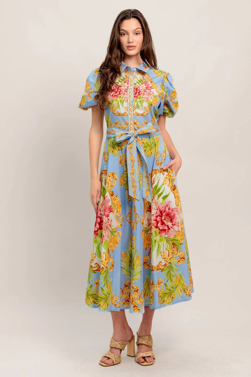 Printed Woven Midi Dress