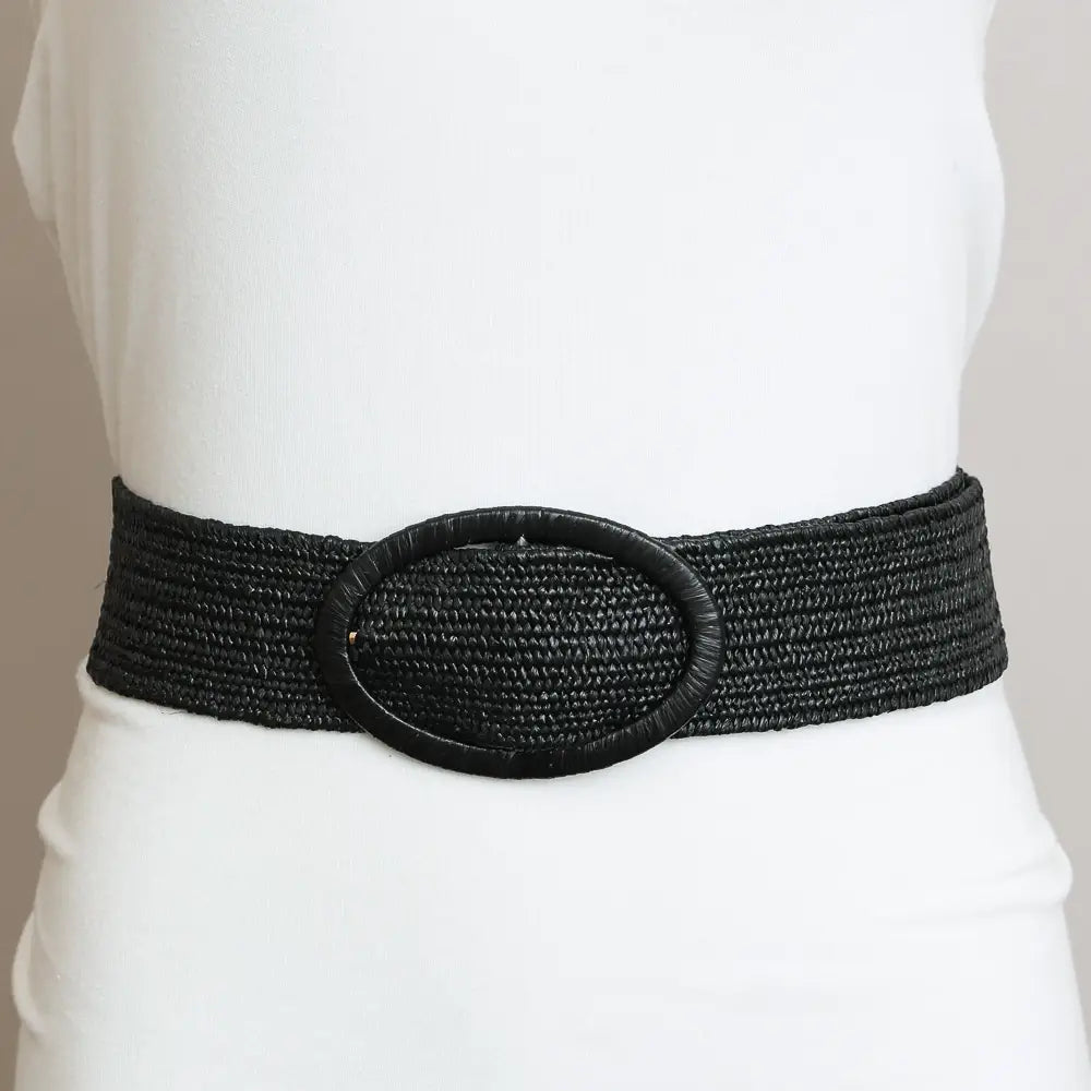 Raffia Oval Buckle Belt