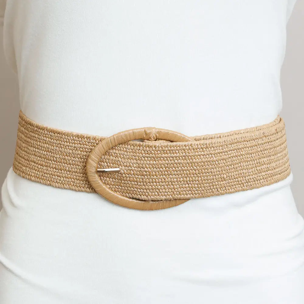 Raffia Oval Buckle Belt