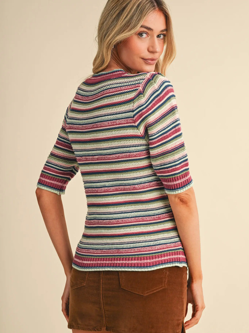 Multi-Color Striped Sweater Rose Mint Multi