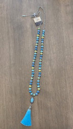 Seaside Blue Handmade Bead Necklace with Tassel