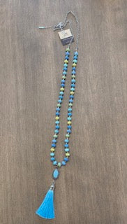 Seaside Blue Handmade Bead Necklace with Tassel
