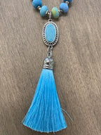 Seaside Blue Handmade Bead Necklace with Tassel