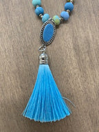 Seaside Blue Handmade Bead Necklace with Tassel