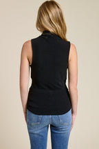 Sleeveless Crepe Hacci Drape Front Top