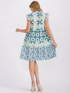 Ruffle Sleeve V-Neck Tunic Dress