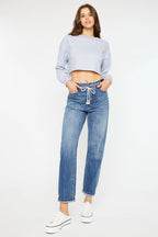 Slouch Fit Drawstring Regular Hem Jeans
