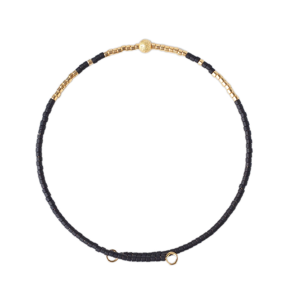 Sprinkles Adjustable Bangle Black Delicate, Layering