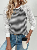 Stripe Textured Knit Long Sleeve Top