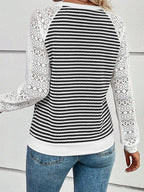Stripe Textured Knit Long Sleeve Top