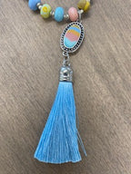 Saltwater Taffy Handmade Bead Necklace with Tassel