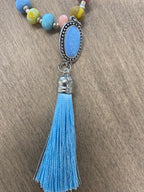 Saltwater Taffy Handmade Bead Necklace with Tassel