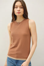 Layered Look Sweater Tank Chocolate
