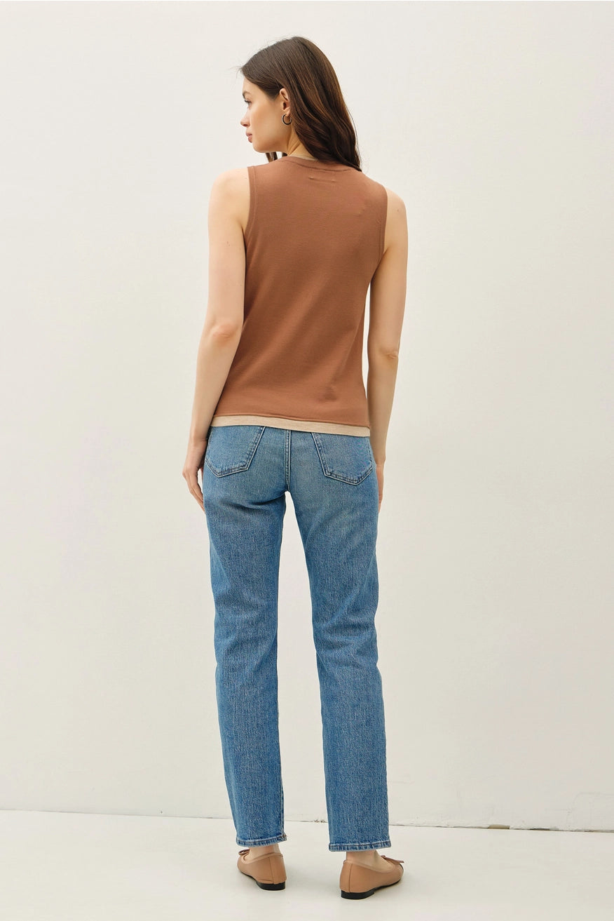 Layered Look Sweater Tank Chocolate