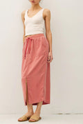 Tencel A-Line Midi Skirt with Elastic Waist