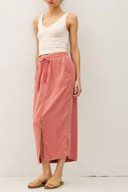 Tencel A-Line Midi Skirt with Elastic Waist