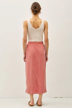Tencel A-Line Midi Skirt with Elastic Waist