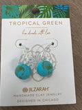 Tropical Green Medium Bead Earrings
