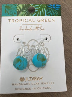 Tropical Green Medium Bead Earrings