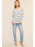 V-Neck Stripe Dolman Top