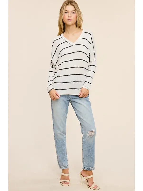 V-Neck Stripe Dolman Top