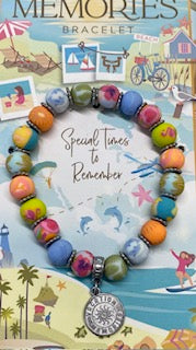 Coastal Vacation Bracelet - Handmade Clay Beads