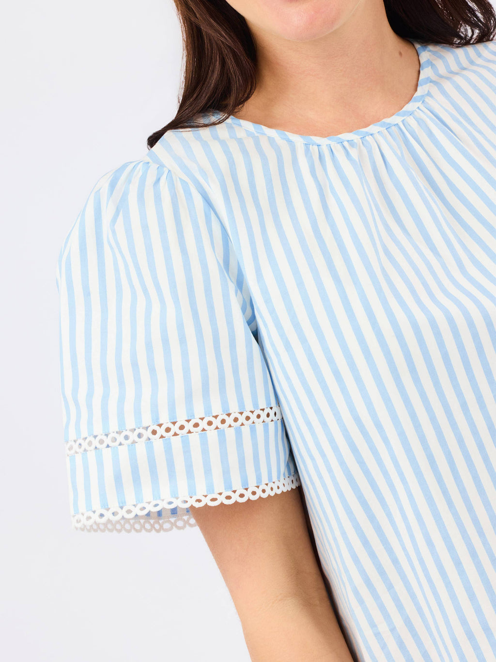 Tabby Top - Pin Stripe Blue