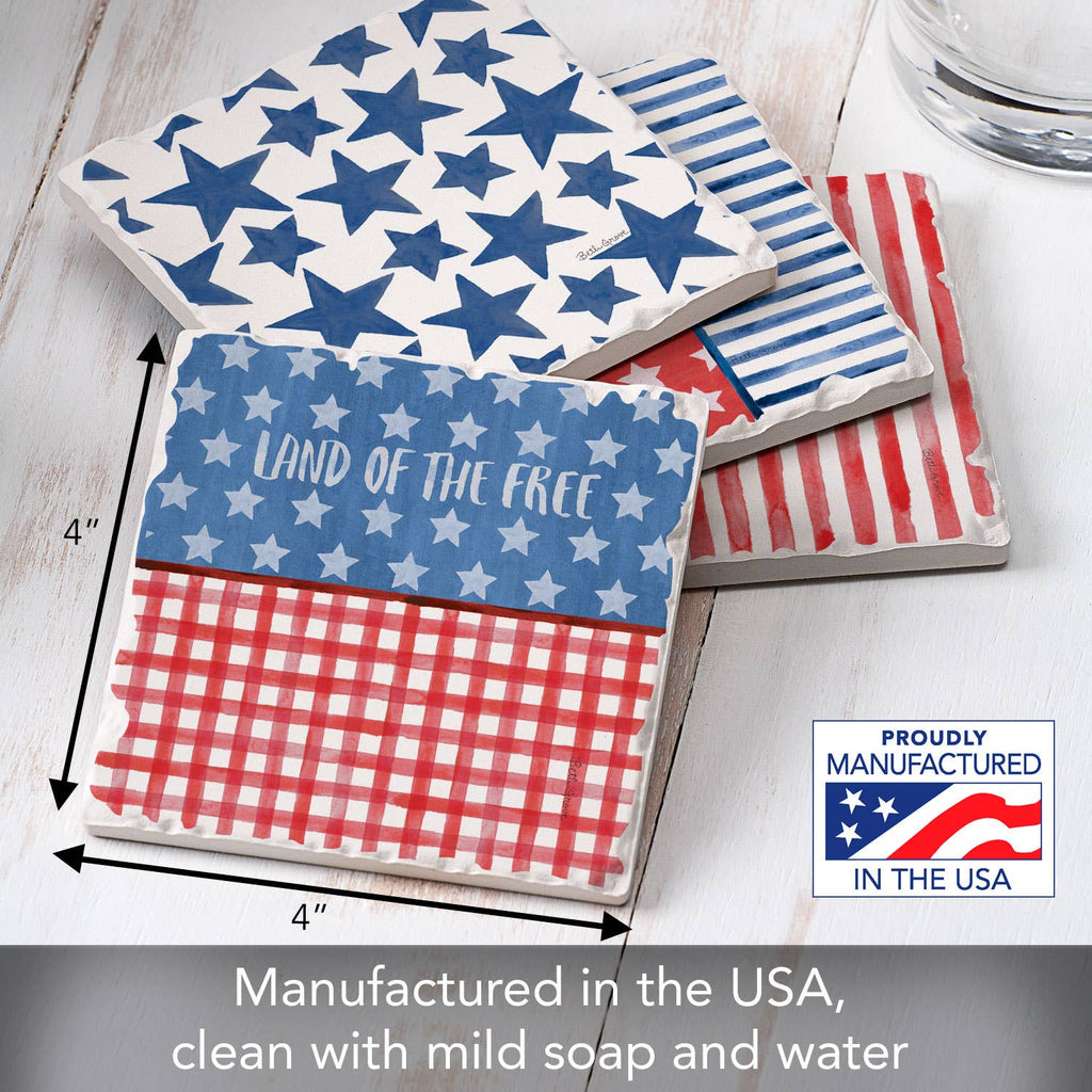 "Americana Style" 4 Pack Assorted Image Coaster Set