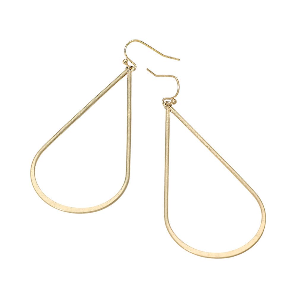Sleek Metal Open Teardrop Earrings