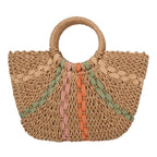 Round Top Handle Woven Tote Bag