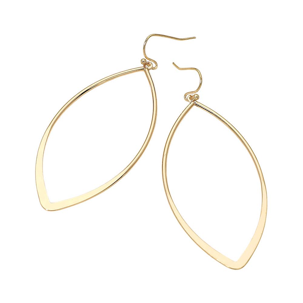 Sleek Metal Open Elongated Oval Drop Earrings