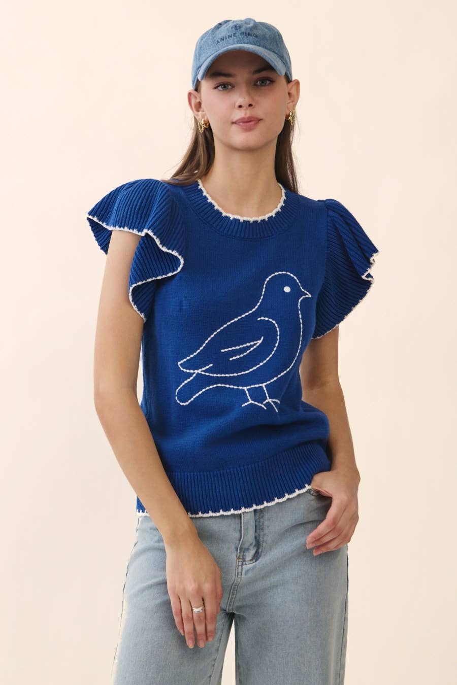 Bird Graphic Sweater Knit Top