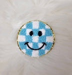 Checkered Smile Face Iron On Patch
