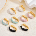 Geometric Oval Shape Epoxy Edge Hoop Earrings