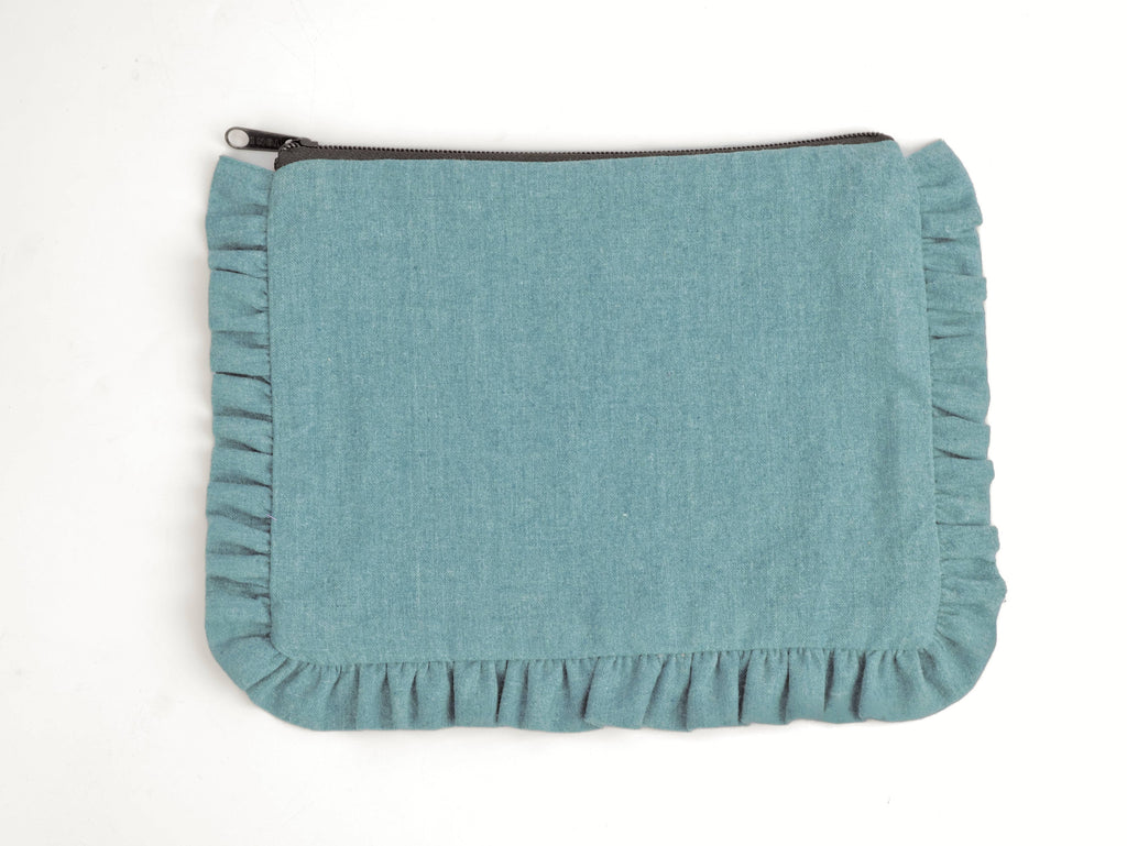 Canvas Ruffle Pouches | Canvas Travel Pouches | Zipper Pouch