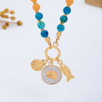 Rainbow Beaded Nautical Charm Necklace