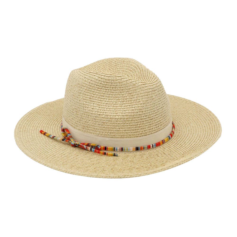 Multicolor Trim Bow Band Woven Straw Summer Fedora Hat