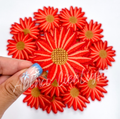 Red daisy flower hat filler embroidery patch iron on