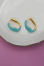 Geometric Oval Shape Epoxy Edge Hoop Earrings