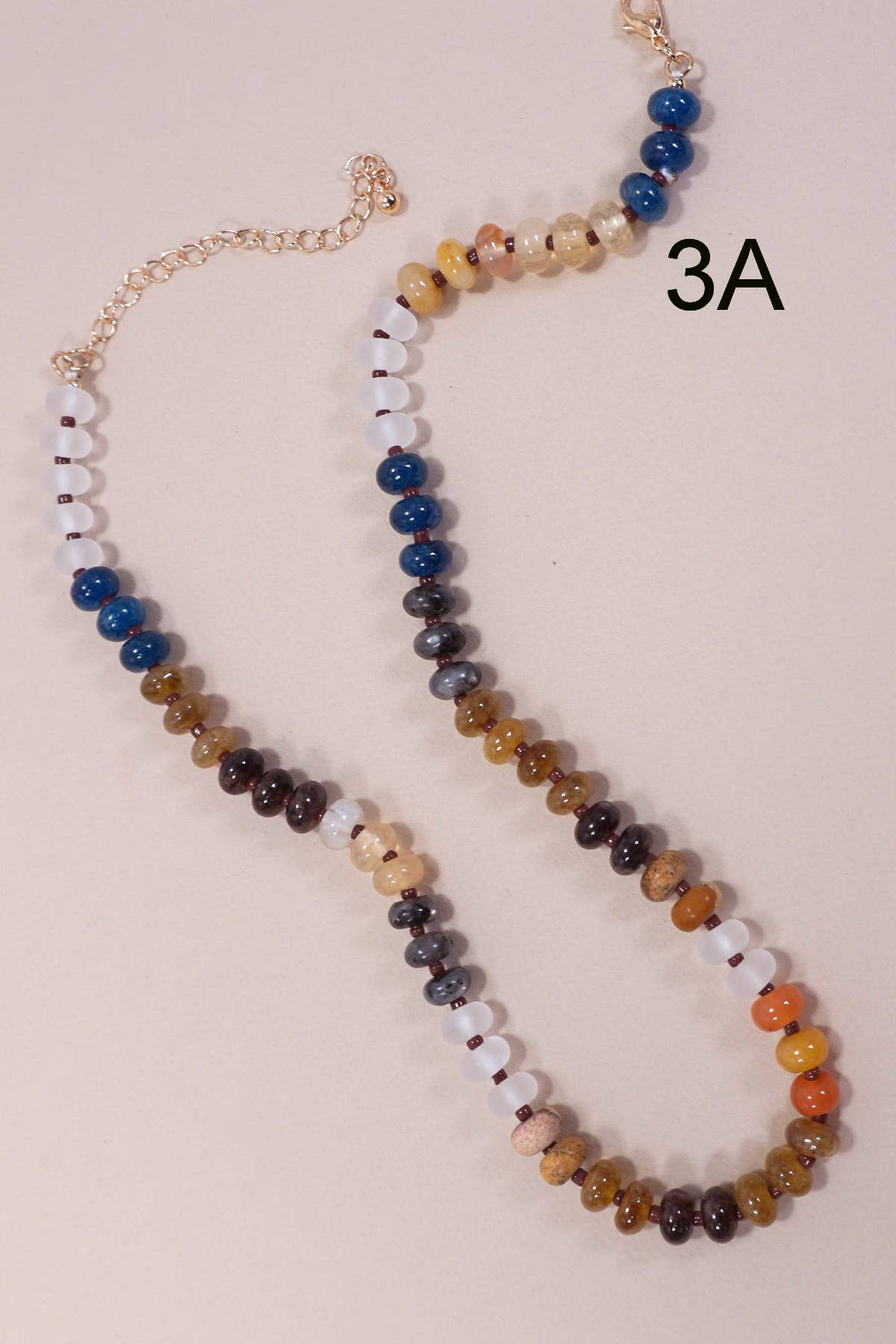 Natural  Agate Glass Semi Precious Bead Necklace