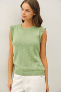 Crochet Ruffle Cap Sleeve Sweater Top