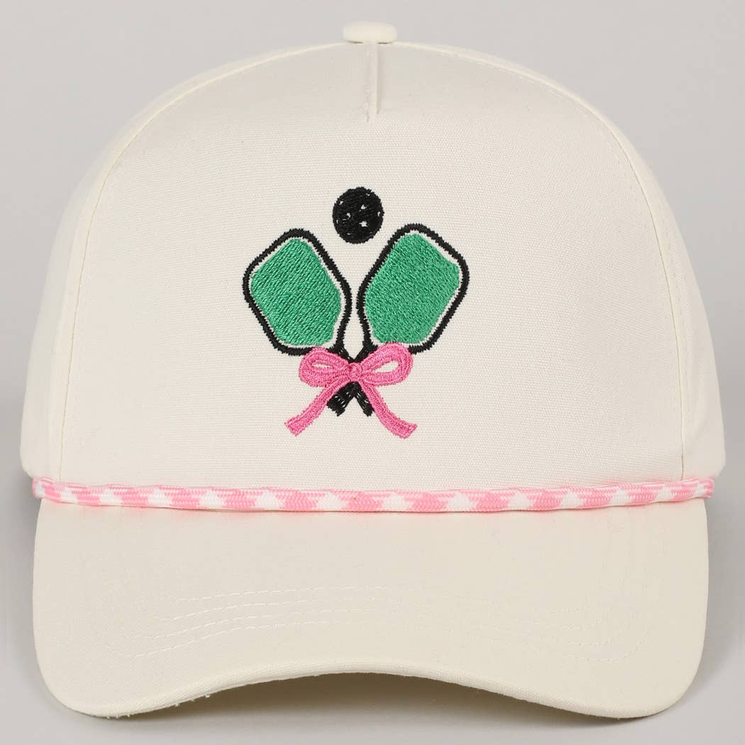 Pickleball Pad Ball Ribbon Embroidery Trucker Hat