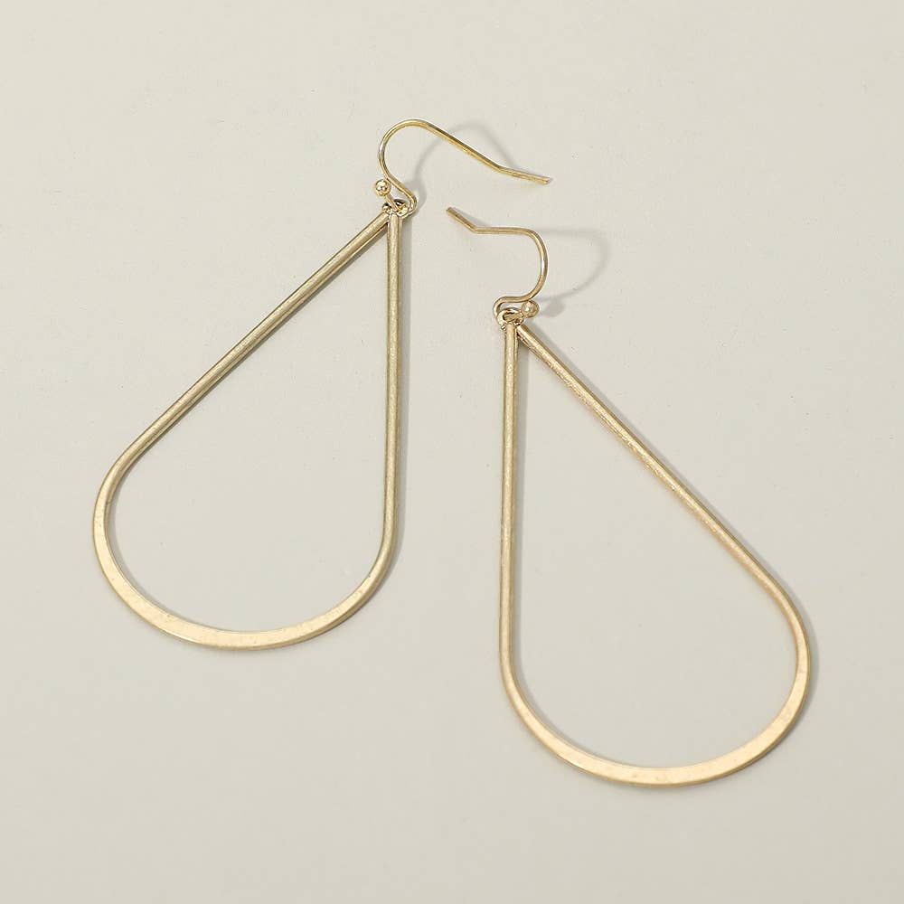 Sleek Metal Open Teardrop Earrings