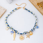 Rope Charm Necklace - Starfish Seashell